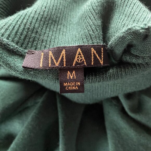 IMAN dark green long sleeve stretchy pullover turtleneck top women's size medium - Picture 7 of 8